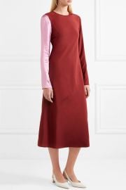 Two-tone silk-satin and crepe midi dress by Tibi at Net A Porter