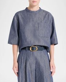 Twp Ex T Sequined Denim Top at Neiman Marcus