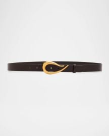 Twp Medium Leather Belt With Snake Buckle at Neiman Marcus