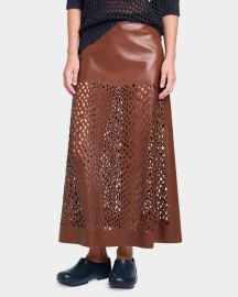 Twp The A Line Leather Skirt With Laser Cutouts at Neiman Marcus