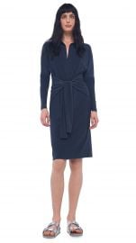 Ty Front NK Shirt Dress in Navy at Norma Kamali