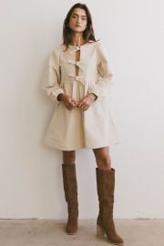 Tyler Peplum Mini Dress in Ivory Corduroy bhme at Bohme