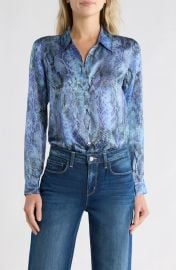 Tyler Snakeskin Print Silk Button Up Shirt at Nordstrom Rack