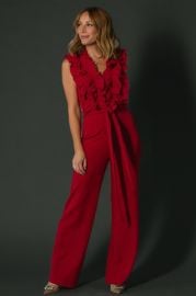 Tyra Ruffle Tank Jumpsuit Burgundy at Baltic Born