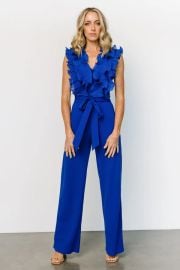 Tyra Ruffle Tank Jumpsuit in Cobalt at Baltic Born