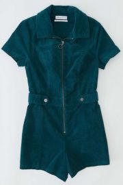 Tyson Zip-Front Short Sleeve Romper by Urban Outfitters at Urban Outfitters