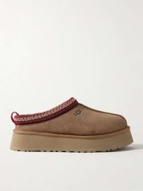 UGG Tazz embroidered shearling platform slippers at Net a Porter