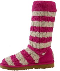 UGGand174 Australia and39Classic Talland39 Stripe Cable Knit Boot in pink at Nordstrom