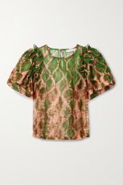 ULLA JOHNSON Annemarie cropped ruffled printed silk-organza top NET-A-PORTER at Net a Porter