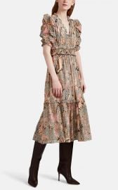 ULLA JOHNSON CLAUDETTE FLORAL CHIFFON DRESS at Barneys