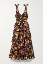 ULLA JOHNSON Candace ruffled printed cotton-voile midi dress NET-A-PORTER US at Net a Porter