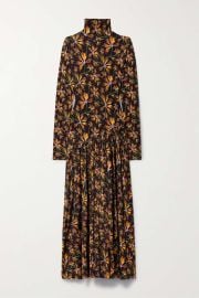 ULLA JOHNSON Fernanda gathered floral-print stretch-jersey turtleneck dress NET-A-PORTER at Net a Porter