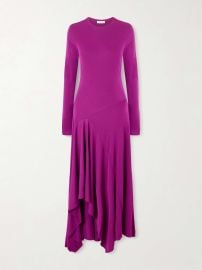 ULLA JOHNSON Leyna asymmetric draped jersey midi dress at Net a Porter