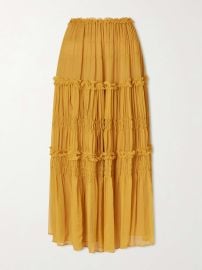 ULLA JOHNSON Virginie silk-crepon midi skirt at Net a Porter
