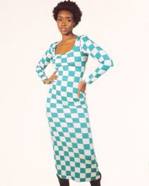 UNECK LONG DRESS - BLUE CHECKERED at Phlemuns