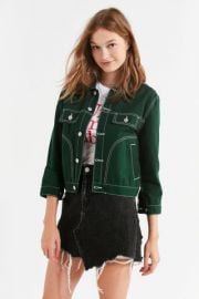 UNIF Woody Green Denim Jacket by Urban Outfitters at Urban Outfitters