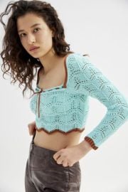 UO Blaire Crochet Square Neck Sweater at Urban Outfitters