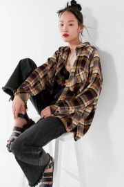 UO Brendan Drapey Flannel Button-Down Shirt at Urban Outfitters