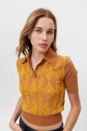 UO Bryce Jacquard Polo Sweater at Urban Outfitters