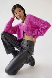 UO Elise Cropped Fuzzy Cardigan at Urban Outfitters