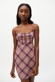 UO Keya Plaid Hook amp Eye Mini Dress at Urban Outfitters