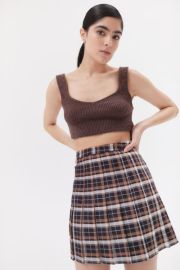 UO Mary Plaid Pleated Mini Skirt at Urban Outfitters