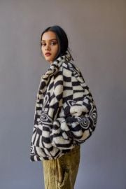 UO Olivia Printed Sherpa Jacket at Urban Outfitters