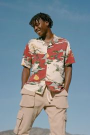 UO Painted Animals Camp Collar Lightweight Shirt at Urban Outfitters