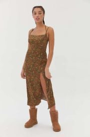 UO Sasha Satin Midi Slip Dress at Urban Outfitters