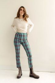 UO Tessa Plaid Notched Cropped High-Waisted Pant at Urban Outfitters