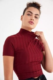 UO Tiny Ribbed Mock Neck Tee at Urban Outfitters