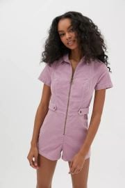 UO Tyson Zip-Front Short Sleeve Romper at Urban Outfitters