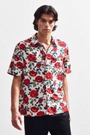 UO Wandering Rose Rayon Short Sleeve Button-Down Shirt at Urban Outfitters