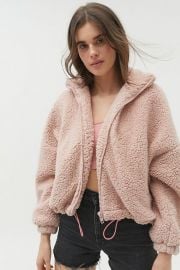 UO Willow Fuzzy Drawstring Teddy Jacket at Urban Outfitters