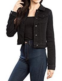 URBAN K  Long Sleeve Distressed Button Up Denim Jean Jacket at Amazon