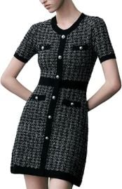 URBAN REVIVO Women's Sweater Dress Knit Tweed Dress Short Sleeve Pearl Button Mini Dresses Trendy for Fall Spring Summer at Amazon