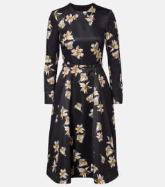 Uccellina floral duchess satin midi dress at Mytheresa