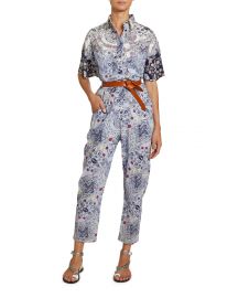 Udena Paisley-Print Cotton Utility Jumpsuit at Neiman Marcus