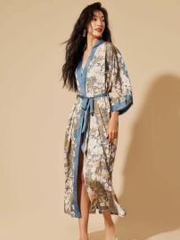 Ulivary Floral Kimono Robe in Blue at Ulivary