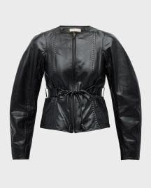 Ulla Johnson Aidan Stitched Leather Jacket with Belt at Neiman Marcus