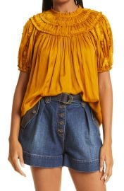 Ulla Johnson Aimee Smocked Ruffle Top at Nordstrom