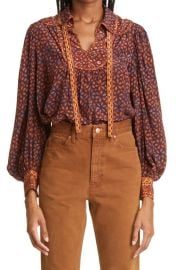 Ulla Johnson Aninda Mix Print Long Sleeve Silk Blouse at Nordstrom