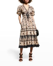 Ulla Johnson Annisa Puff-Sleeve Midi Dress at Neiman Marcus