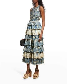 Ulla Johnson Ariah Sleeveless Tiered-Ruffle Maxi Dress at Neiman Marcus