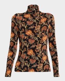 Ulla Johnson Aurelia Floral Turtleneck Top at Neiman Marcus