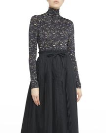 Ulla Johnson Aurelia Printed Tricot Turtleneck Top at Neiman Marcus