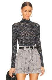 Ulla Johnson Aurelia Printed Tricot Turtleneck Top at Revolve