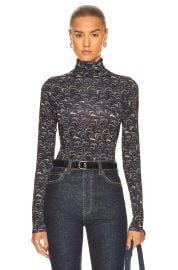 Ulla Johnson Aurelia Printed Tricot Turtleneck Top at Forward