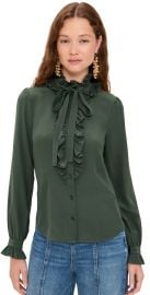 Ulla Johnson Catroux Silk Long Sleeve Button Front Blouse Cypress 00 at Shopbop