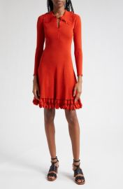 Ulla Johnson Cybil Tulip Edge Long Sleeve Rib Knit Dress at Nordstrom